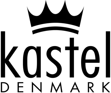 Kastel Denmark logo featuring stylized black lettering with a crown icon above the name.